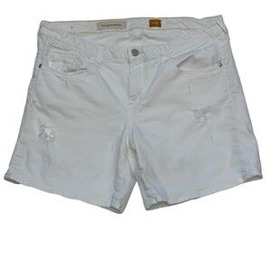 PILCRO‎ White Stretch Denim Distressed Shorts Mid-rise 30 (35)